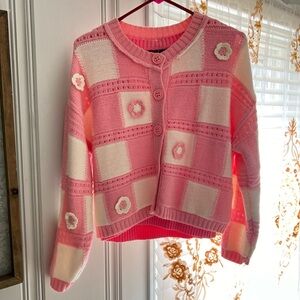 Forever 21 Floral Plaid Cardigan